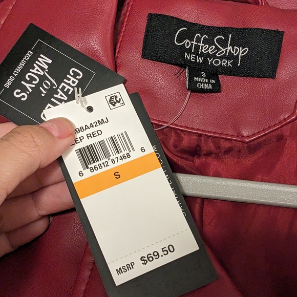 NWT Red faux leather jacket – from Macy's – small - Picture 3 of 6